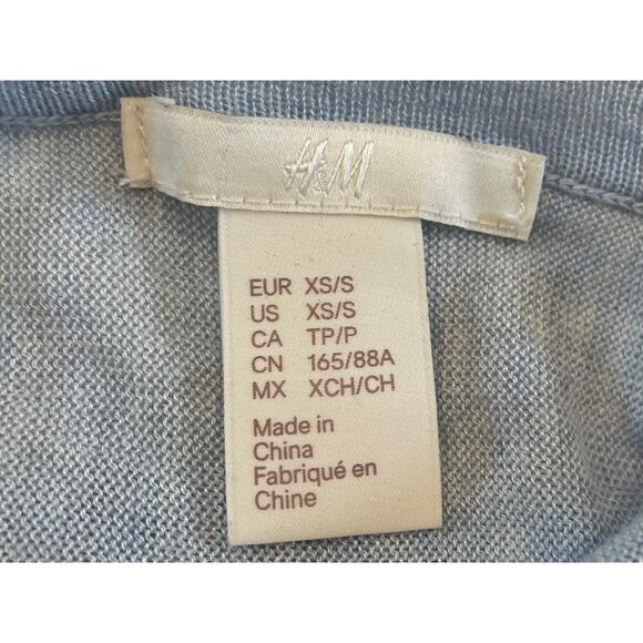 H&M Blue, Tan, Black Striped Short Sleeve Open Front Kimono Cardigan, XS/S - Picture 7 of 12